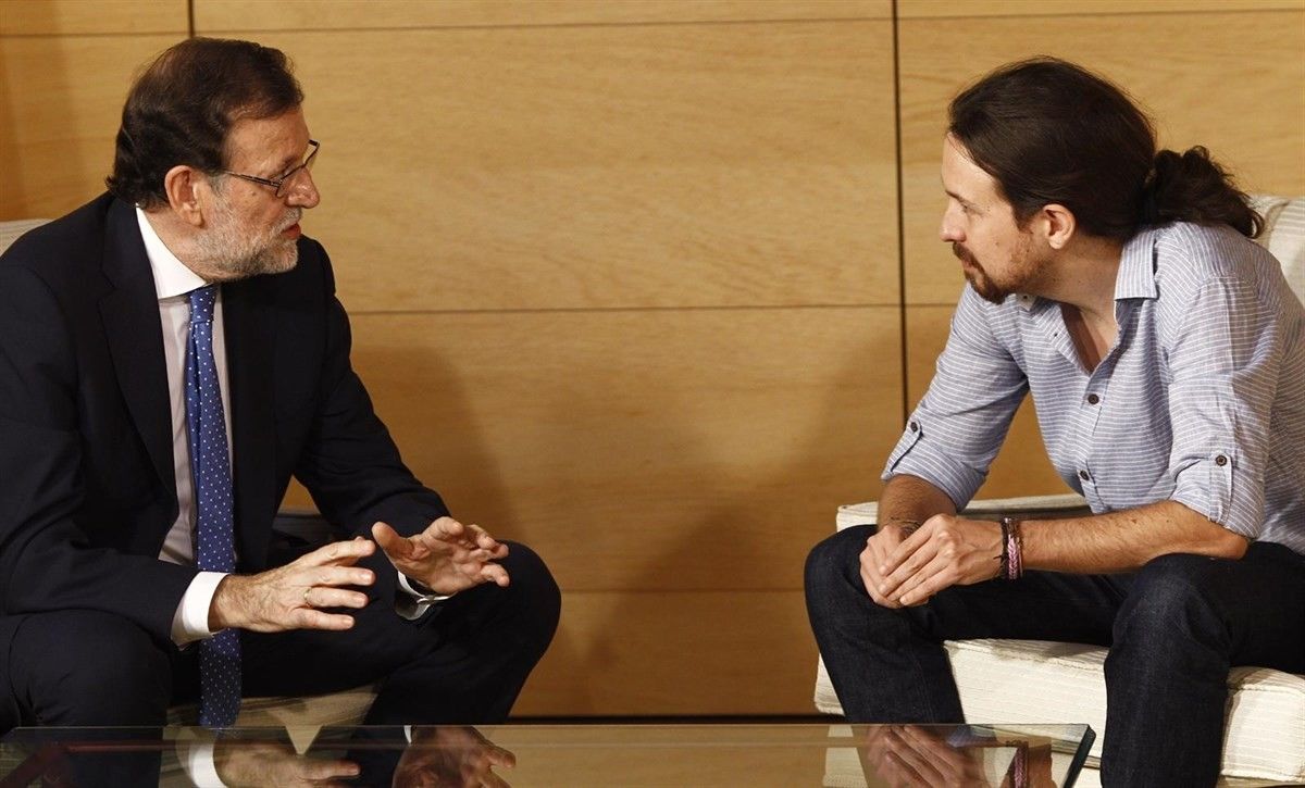 Pablo Iglesias amb Mariano Rajoy, en una imatge d'arxiu