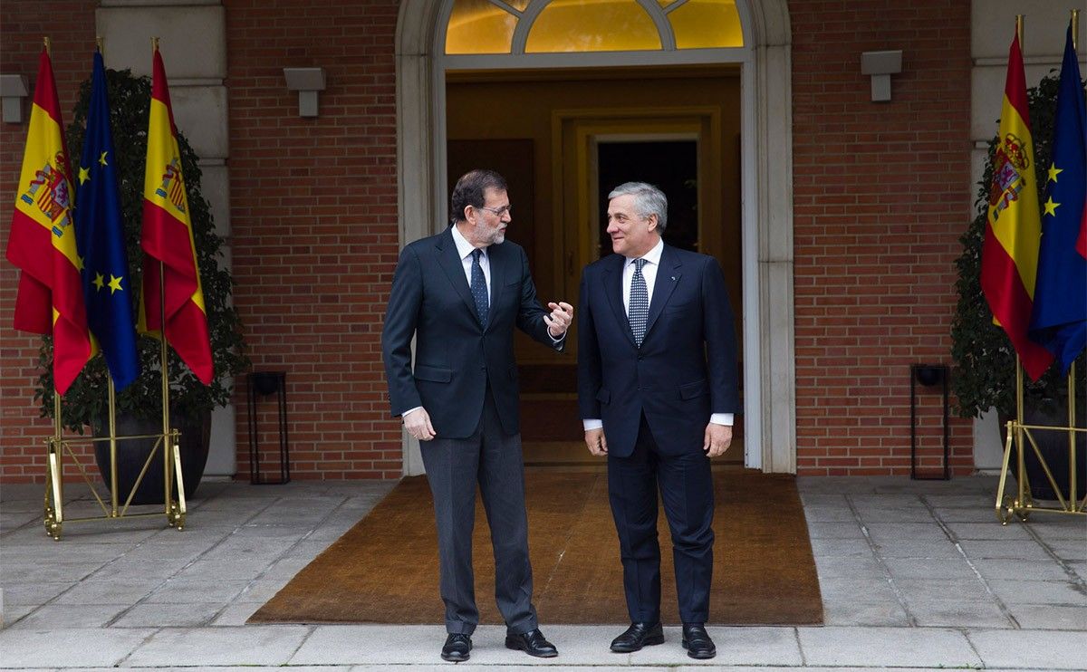 Mariano Rajoy amb Antonio Tajani, president de l'Eurocambra
