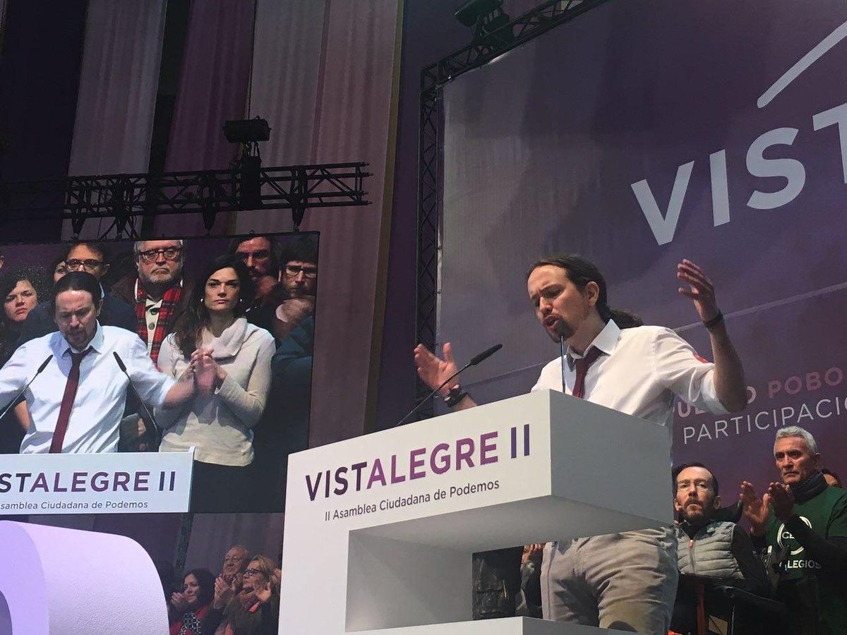 Pablo Iglesias, durant el seu discurs com a vencedor de Vistalegre 2