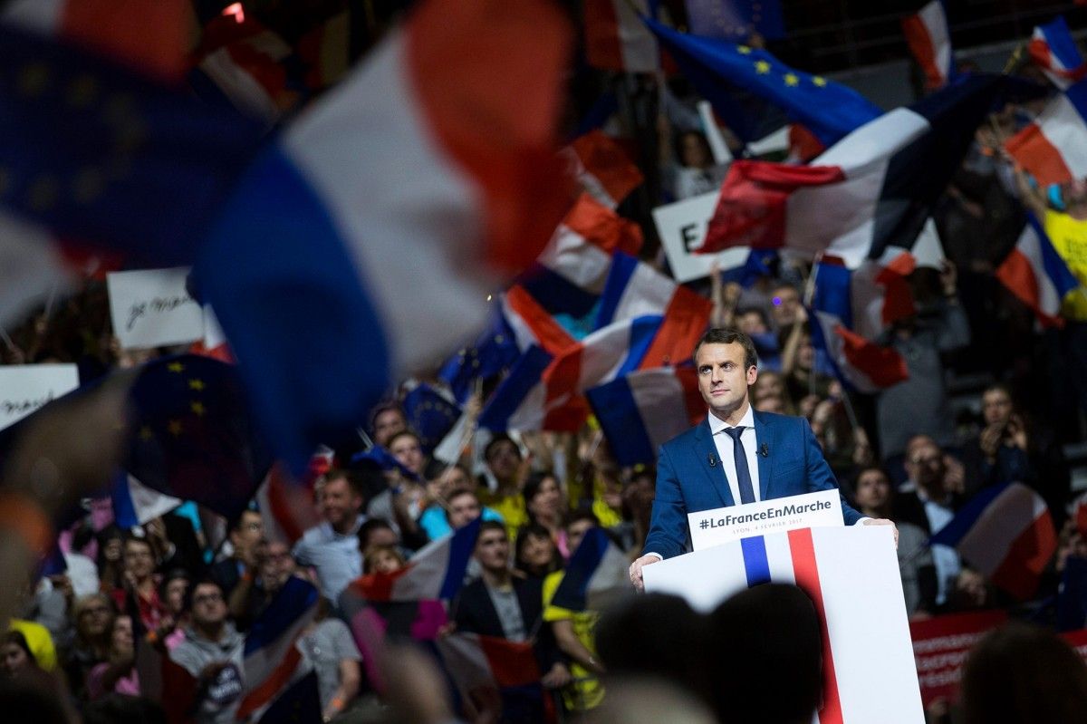 Emmanuel Macron en un míting de La República en Marxa. 