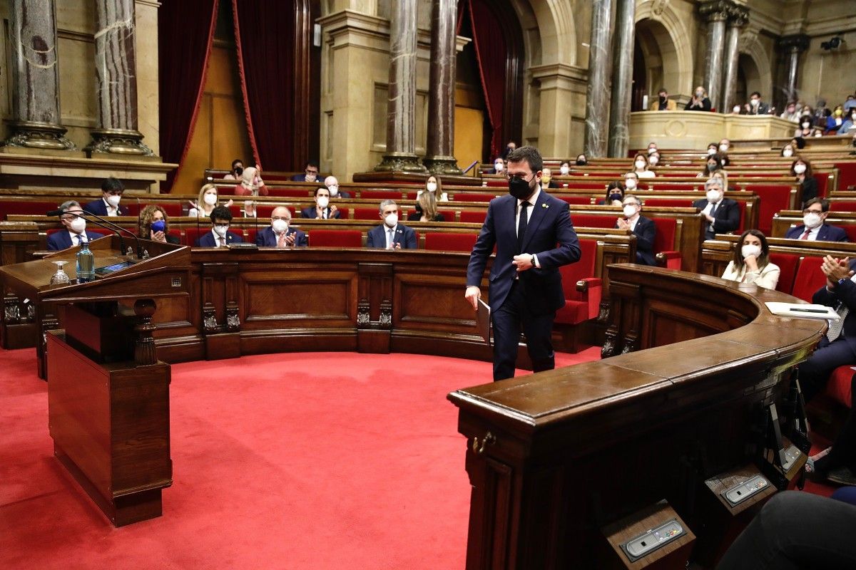 Pere Aragonès intervé al ple del Parlament.