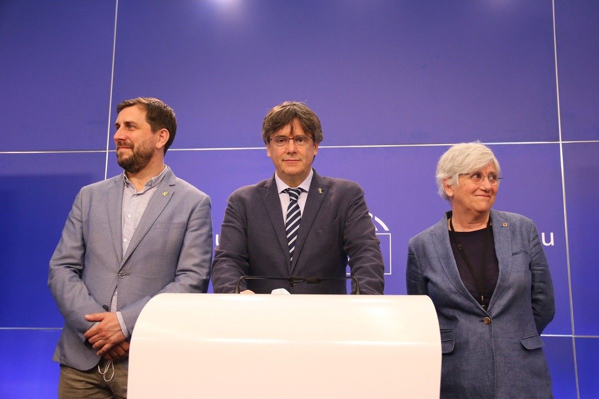 Puigdemont, Comín i Ponsatí, en una imatge d'arxiu al Parlament Europeu