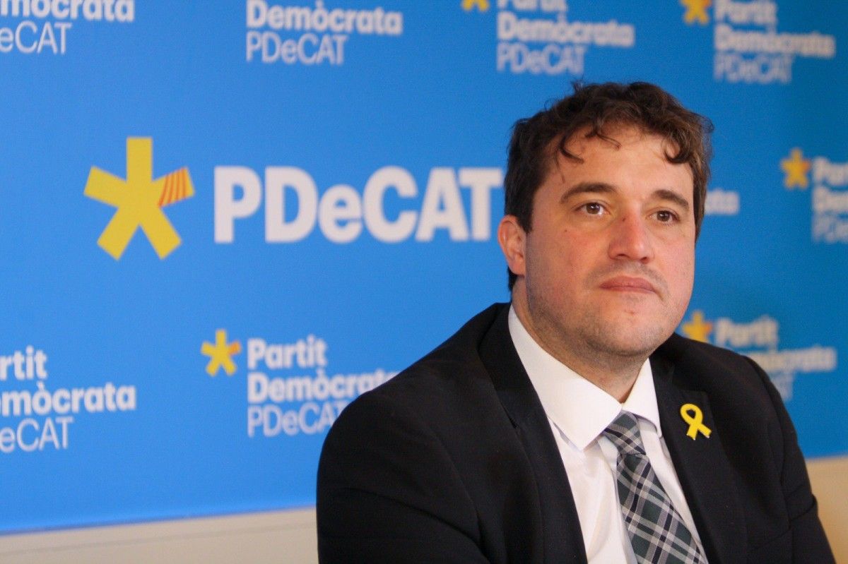 El president del PDECat, David Bonvehí, en roda de premsa