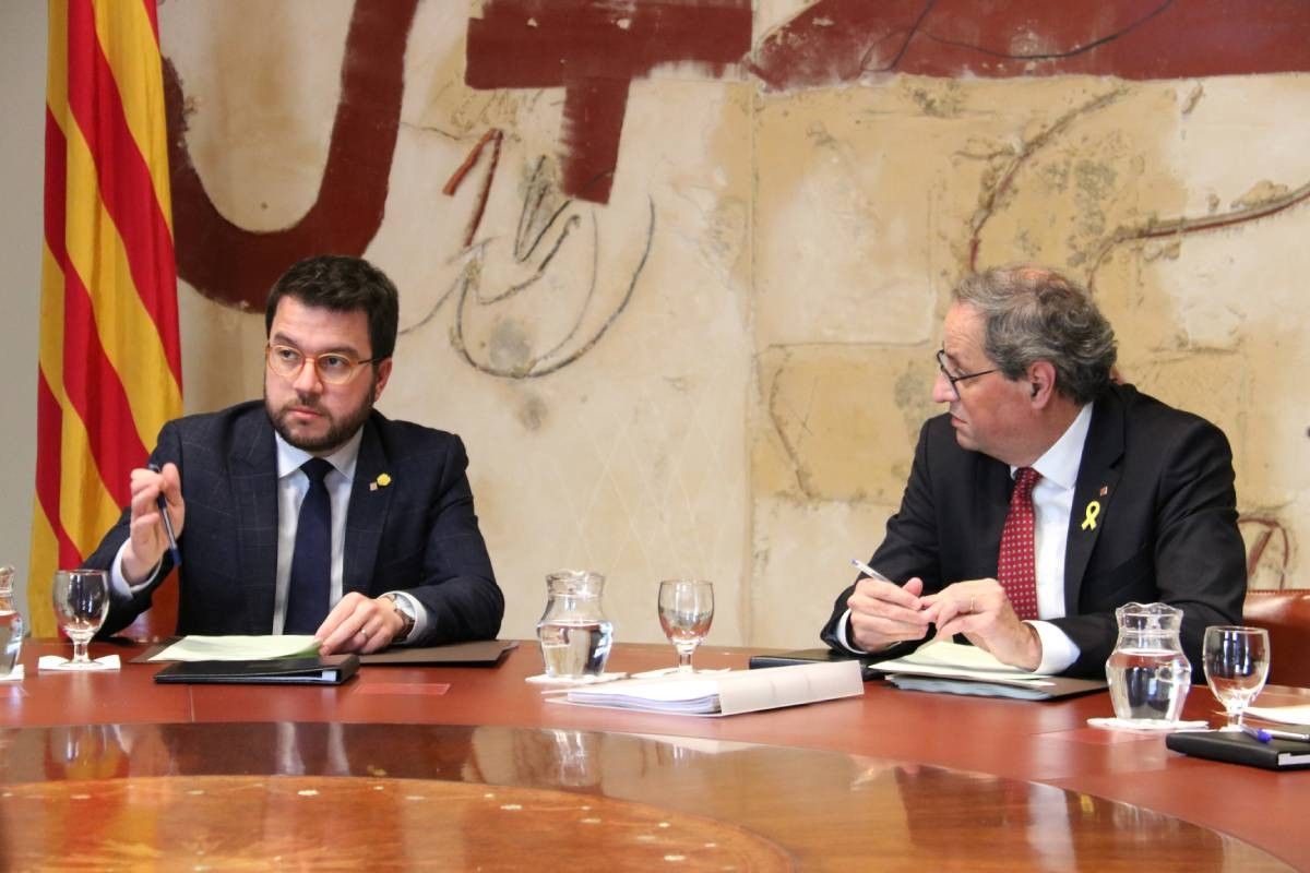 Pere Aragonès i Quim Torra, en una reunió del consell executiu