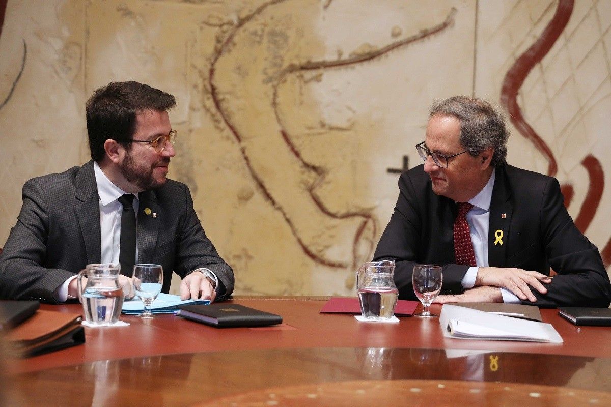 El president Quim Torra i el vicepresident Pere Aragonès, aquest dimarts