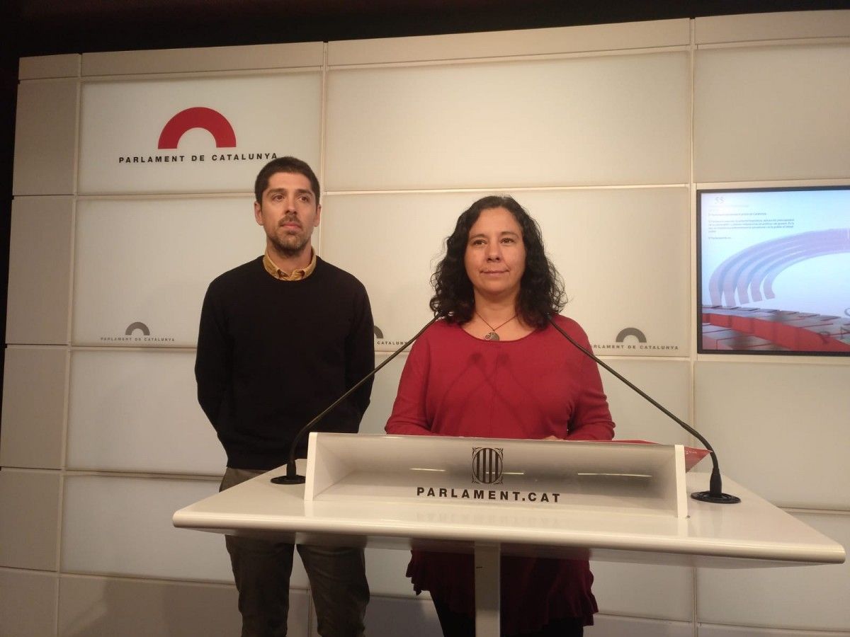 Susanna Segovia i David Cid, en roda de premsa al Parlament