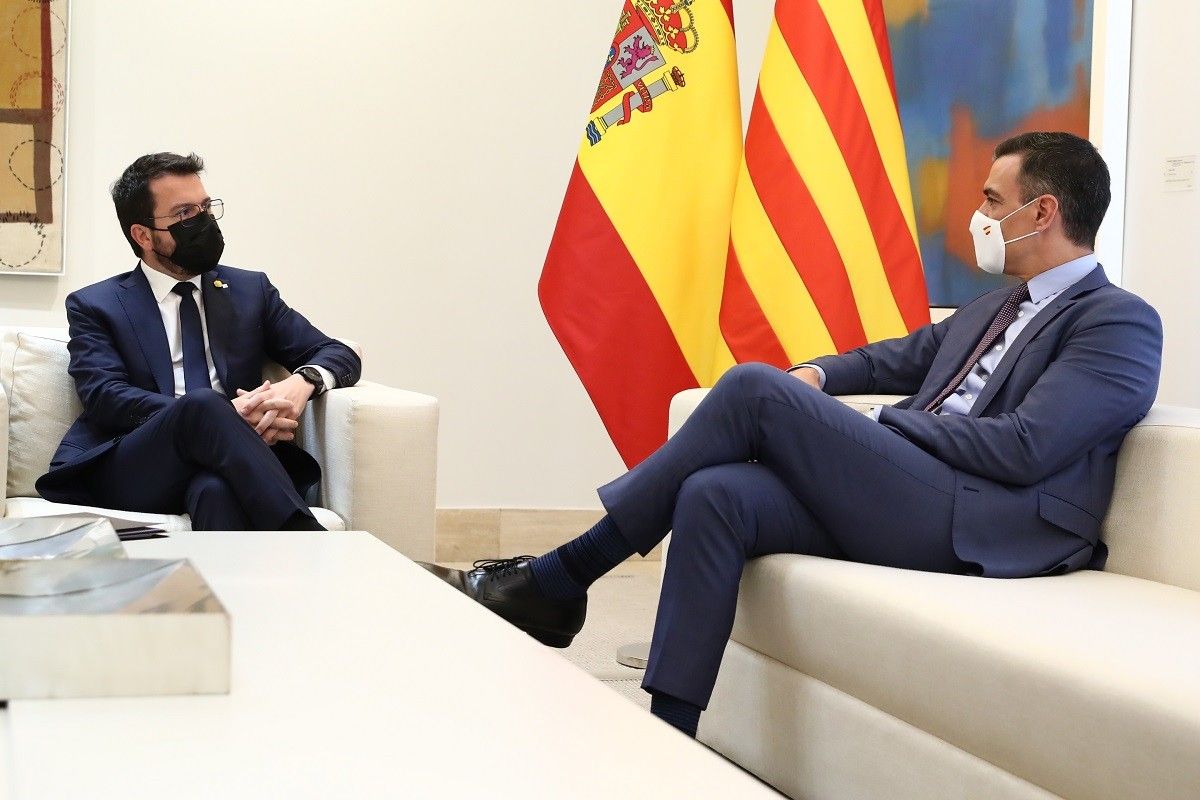 Pere Aragonès i Pedro Sánchez a la Moncloa.