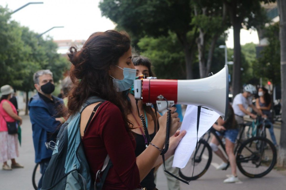 Activista ecologista en alguna de les manifestacions. 