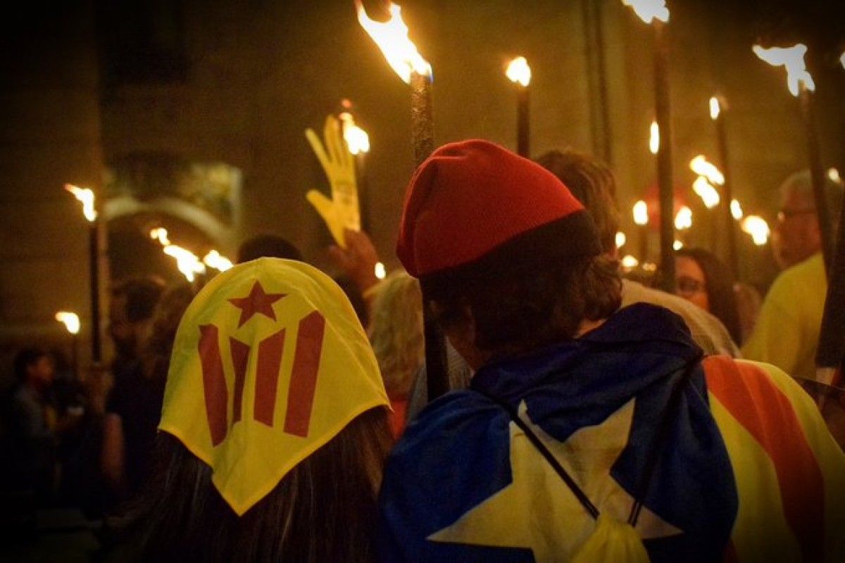 Imatge de la marxa de torxes a Girona