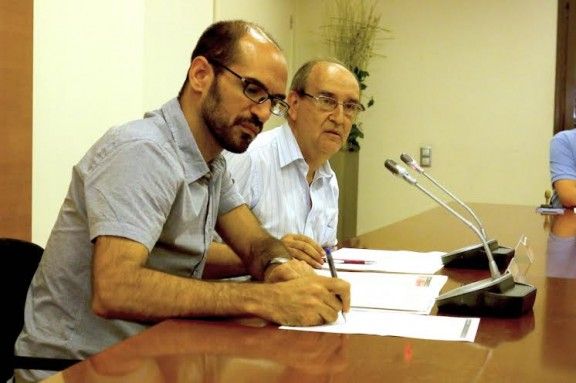 Maties Serracant, tinent d'alcalde de Territori i Sostenibilitat i Antoni Garell, director de FUNDIT