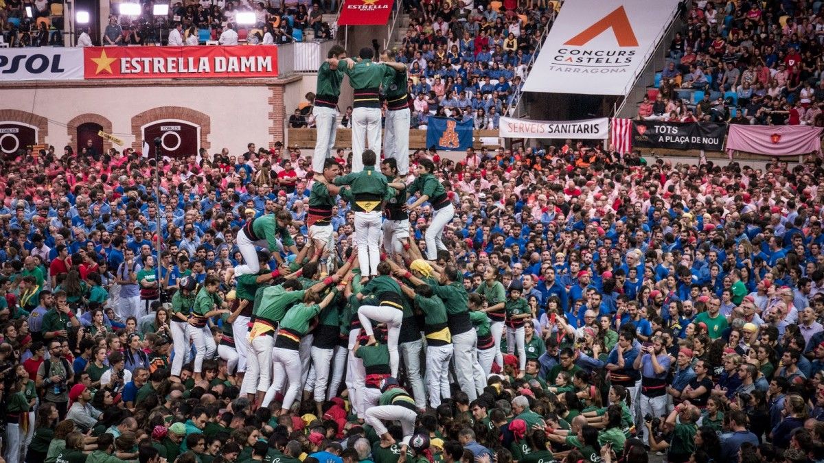 Els Castellers de Sant Cugat, participant al Concurs de Castells de Tarragona el 2018