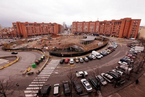 Imatge de les obres d'ampliació dels FGC a plaça Espanya