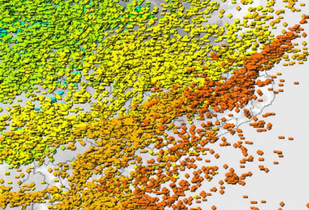 Mapa del meteocat amb els 4.0991 llamps recollits