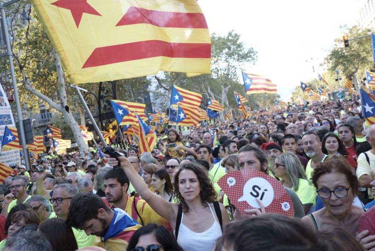 Imatge d'una manifestació independentista a Barcelona