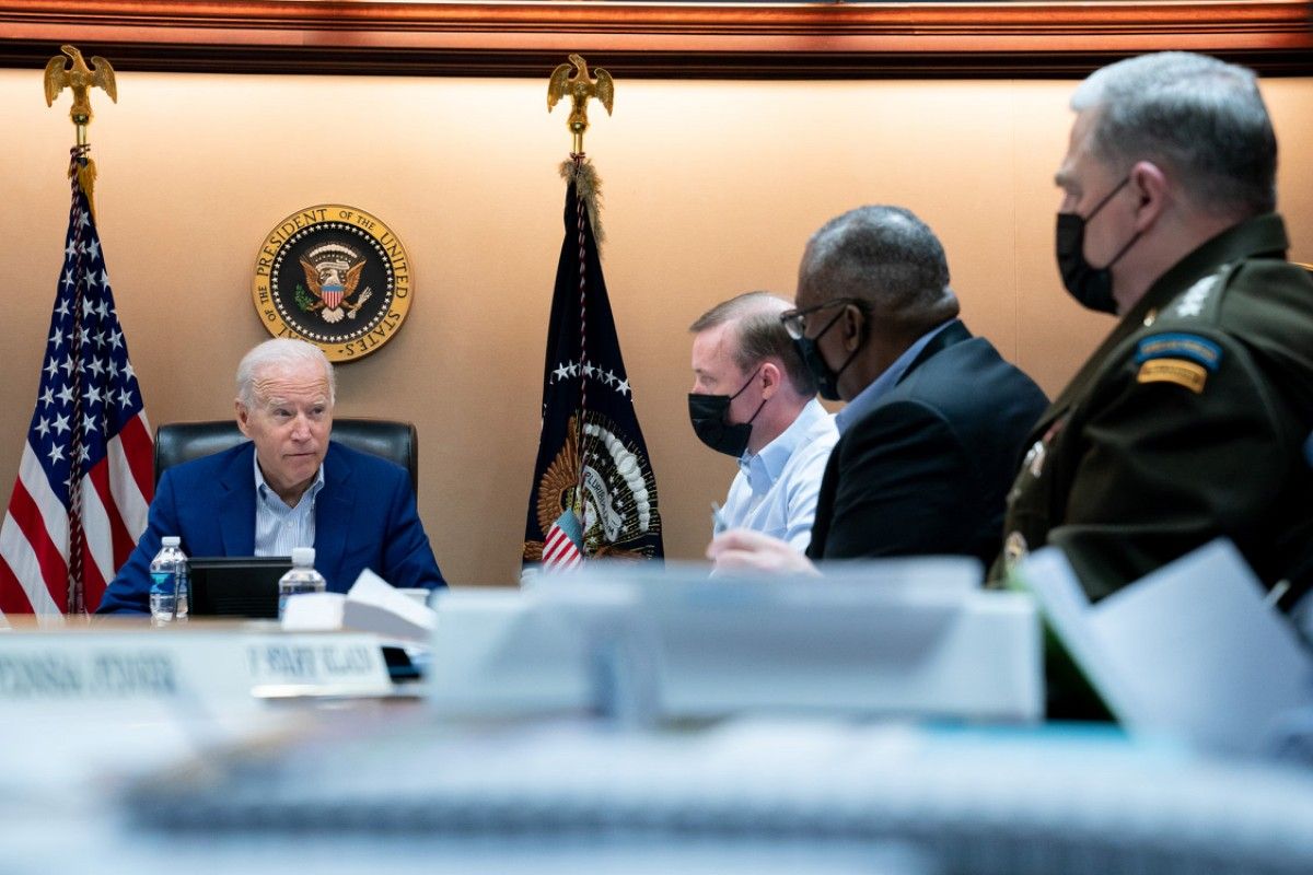 Joe Biden, reunit amb el seu equip de seguretat nacional.
