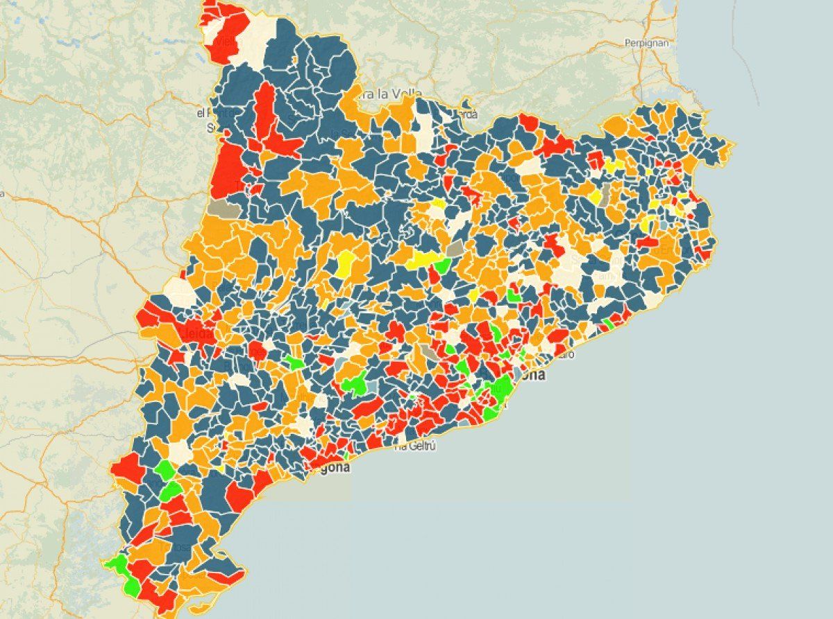 Mapa amb el primer partit de cada municipi pintat