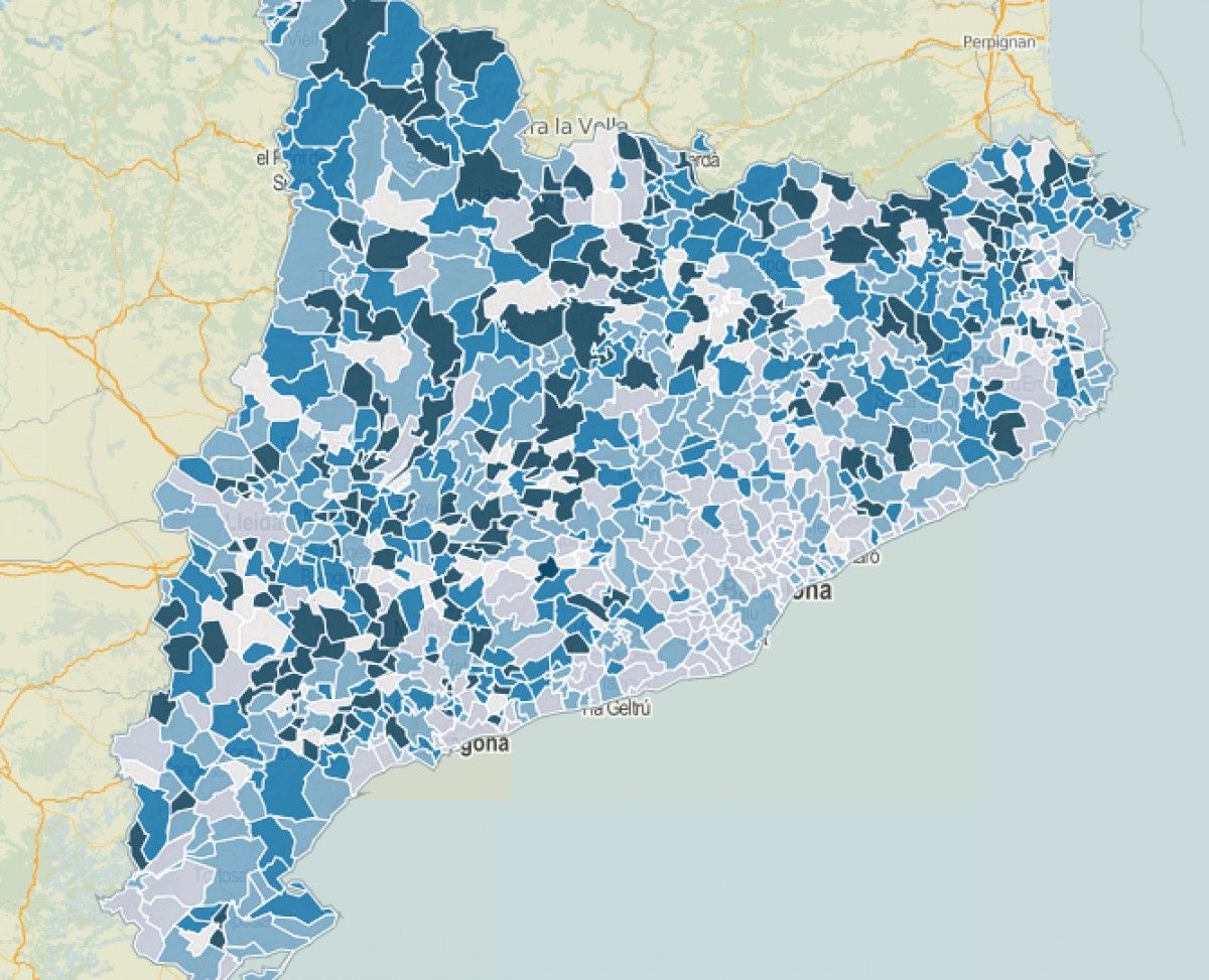 Intensitat del vot a CiU a les municipals del 2015.