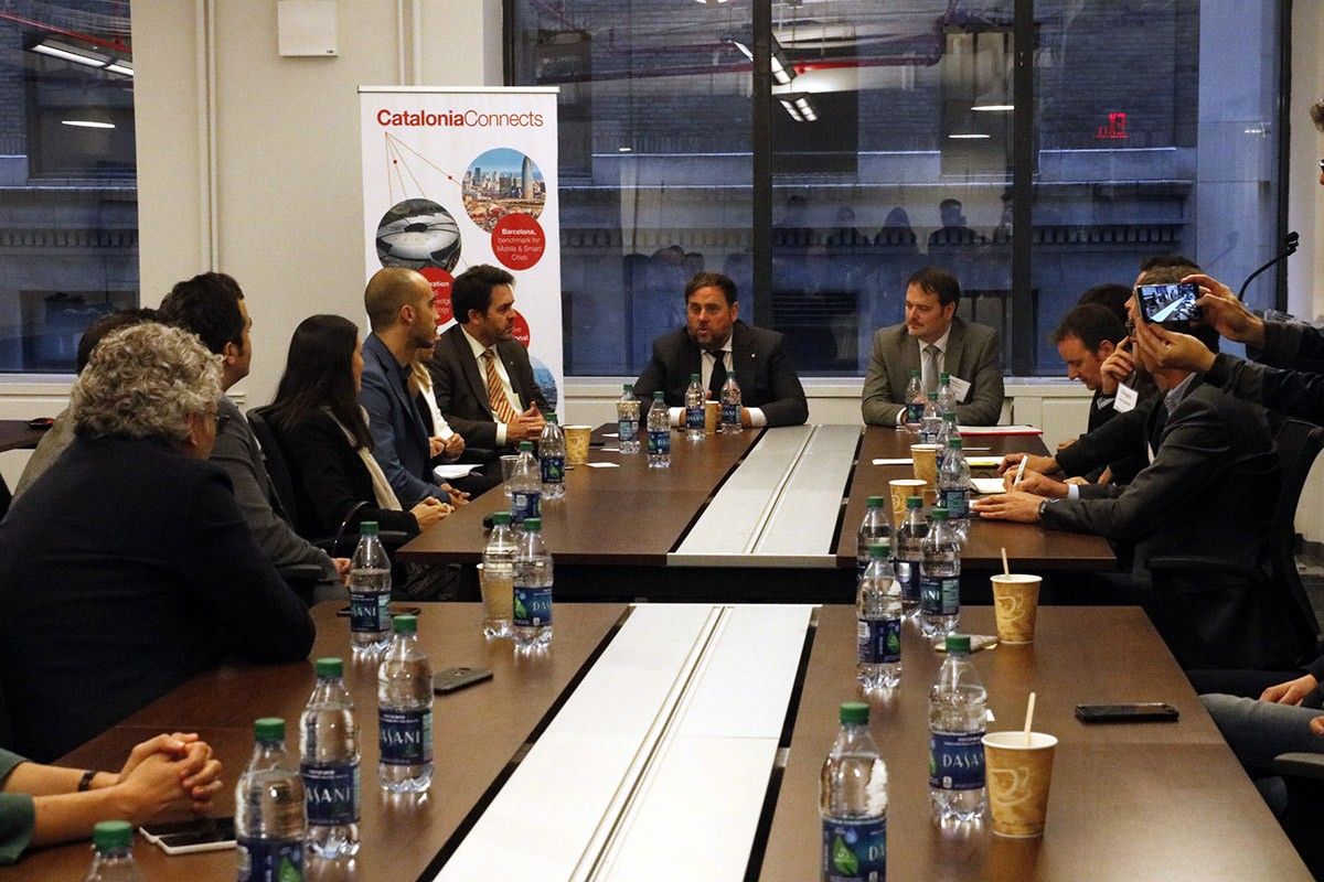 Oriol Junqueras, reunit a Nova York amb empresaris catalans de les smart cities.