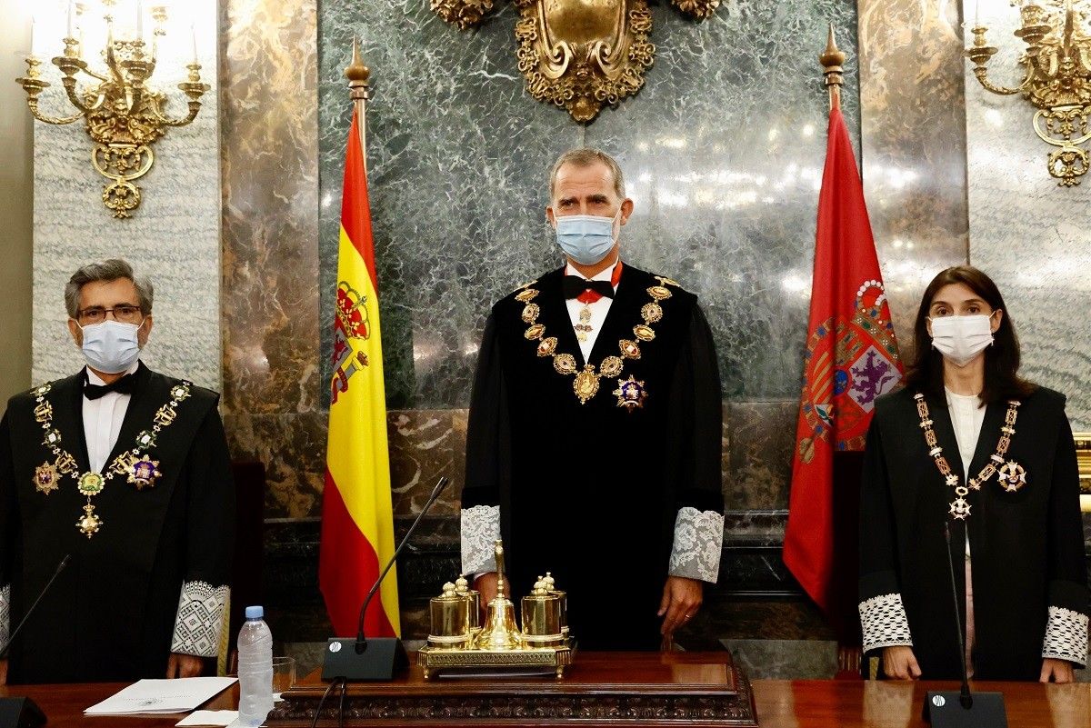 Carlos Lesmes, Felip VI i Pilar Llop, en l'obertura de l'any judicial
