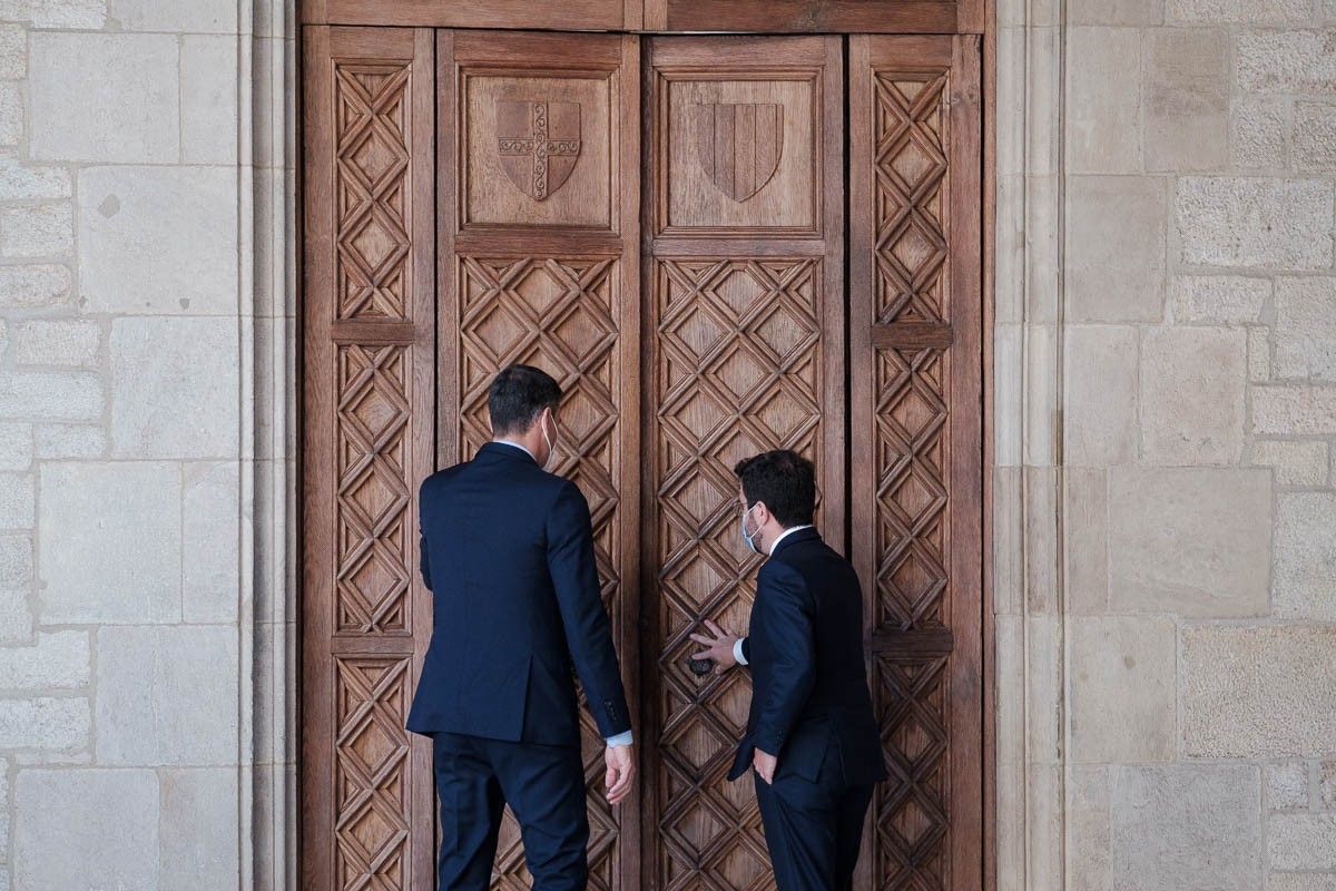 Pere Aragonès i Pedro Sánchez, a la reunió del passat setembre al Palau de la Generalitat