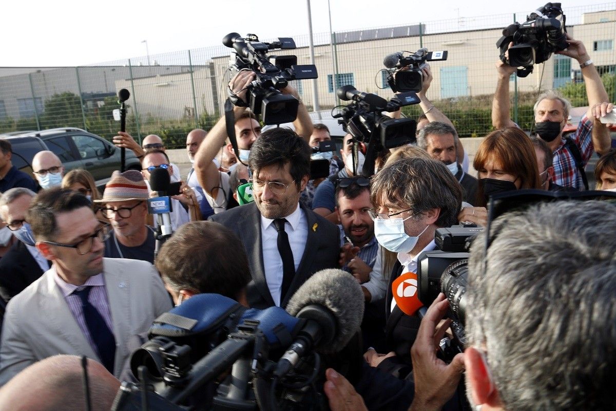 Carles Puigdemont, a la sortida de la presó de Sardenya