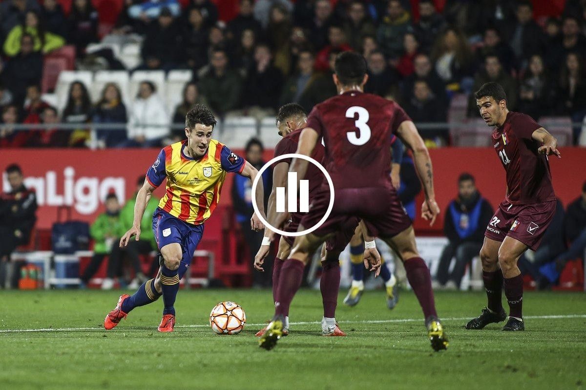 Un moment del partit de futbol entre Catalunya i Veneçuela.