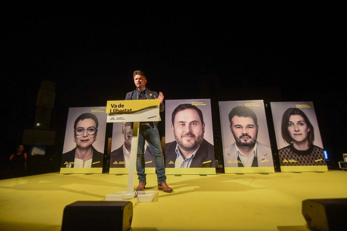 El número dos d'ERC a les eleccions del 28-A, Gabriel Rufián, arrencant la campanya a Sant Vicenç dels Horts