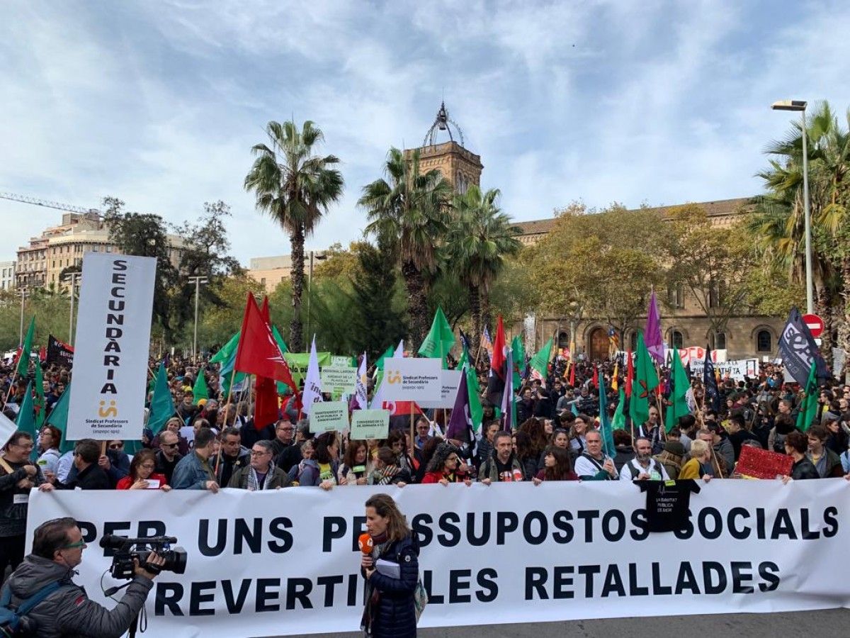 Manifestació contra les retallades, a Barcelona.