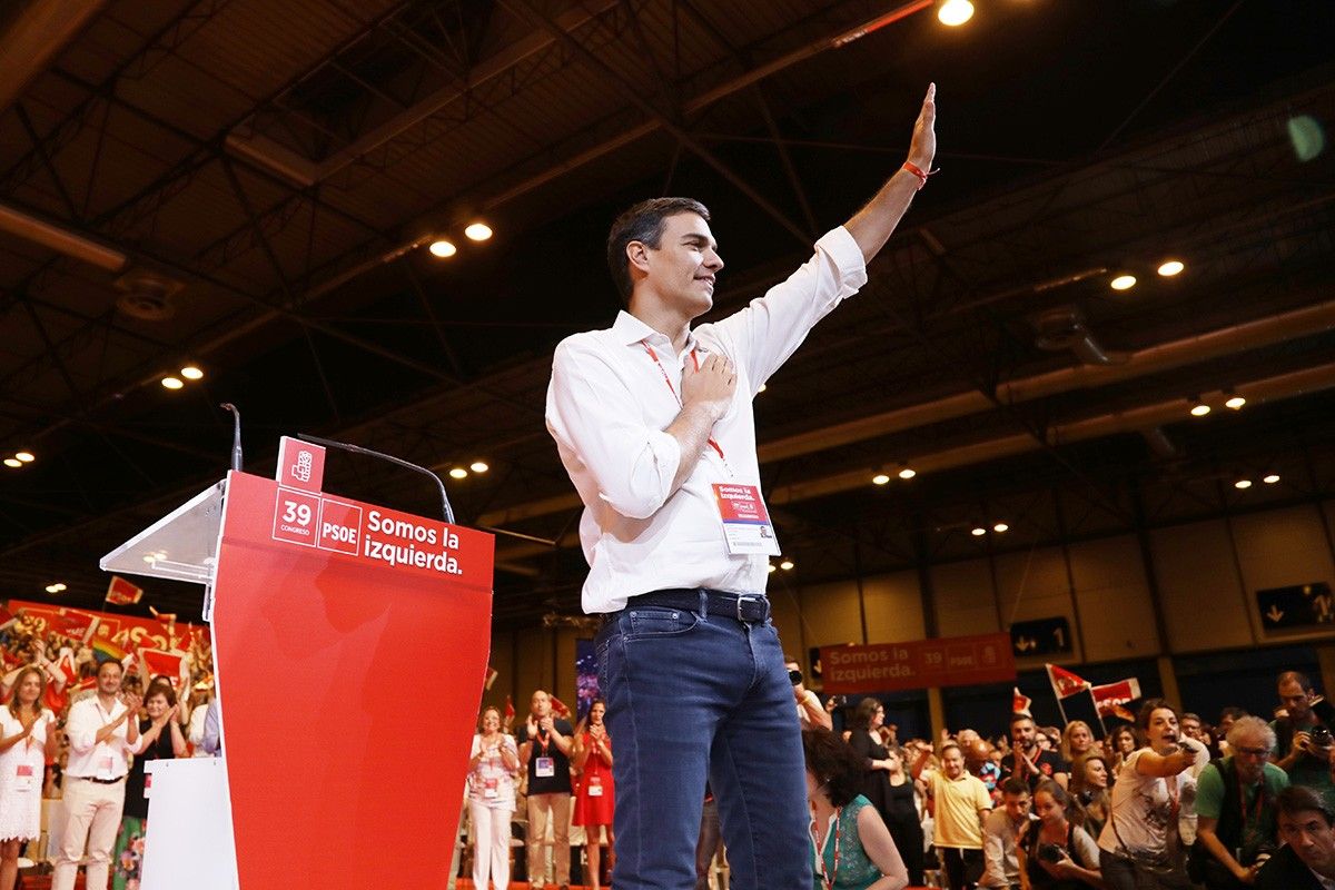 El líder del PSOE, Pedro Sánchez, en la cloenda del congrés 