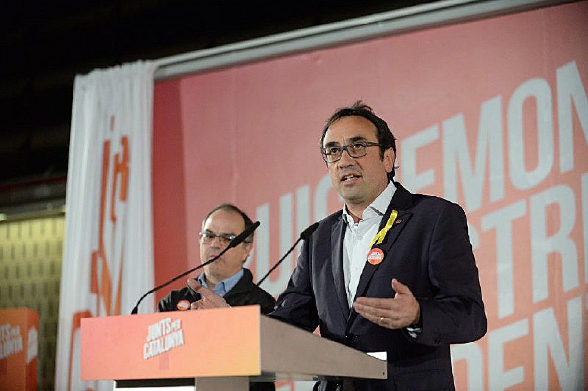 Josep Rull i Jordi Turull, en roda de premsa durant la campanya del 21-D
