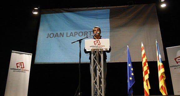 Joan Laporta en ple discurs al Comtal de Ripoll.