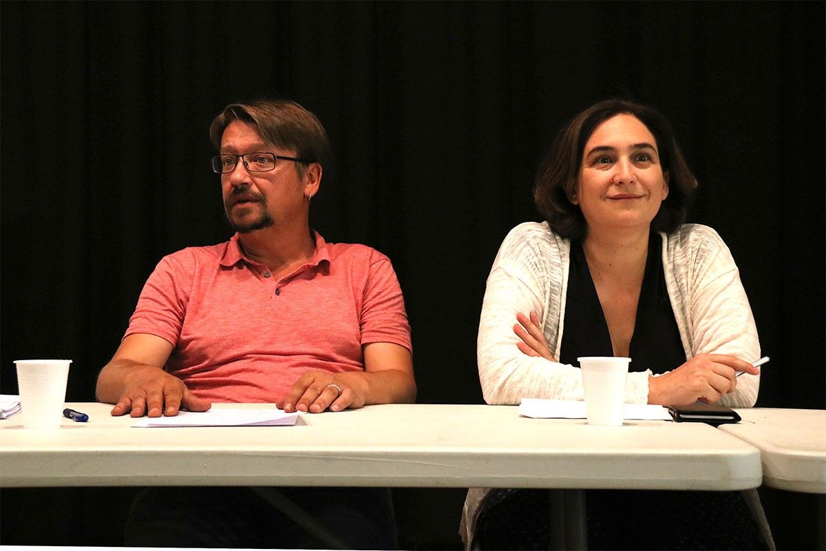 Ada Colau i Xavier Domènech, en una reunió de Catalunya en Comú