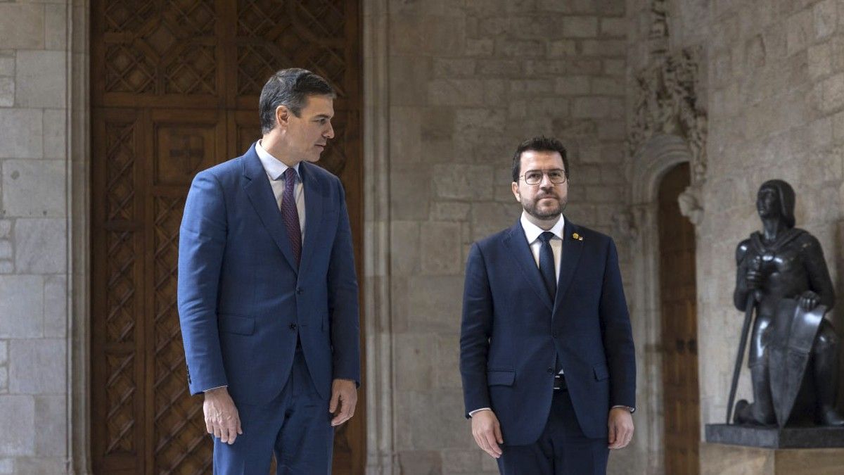  Reunió entre Pedro Sánchez i Pere Aragonès al Palau de la Generalitat