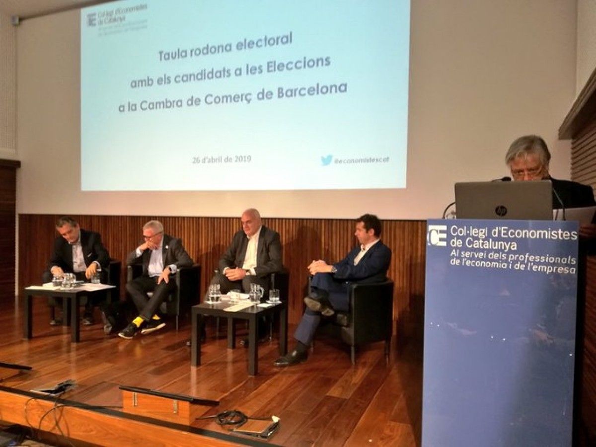Barrios, Crous, Masià i Velayos, amb l'economista Jordi Goula a la dreta.