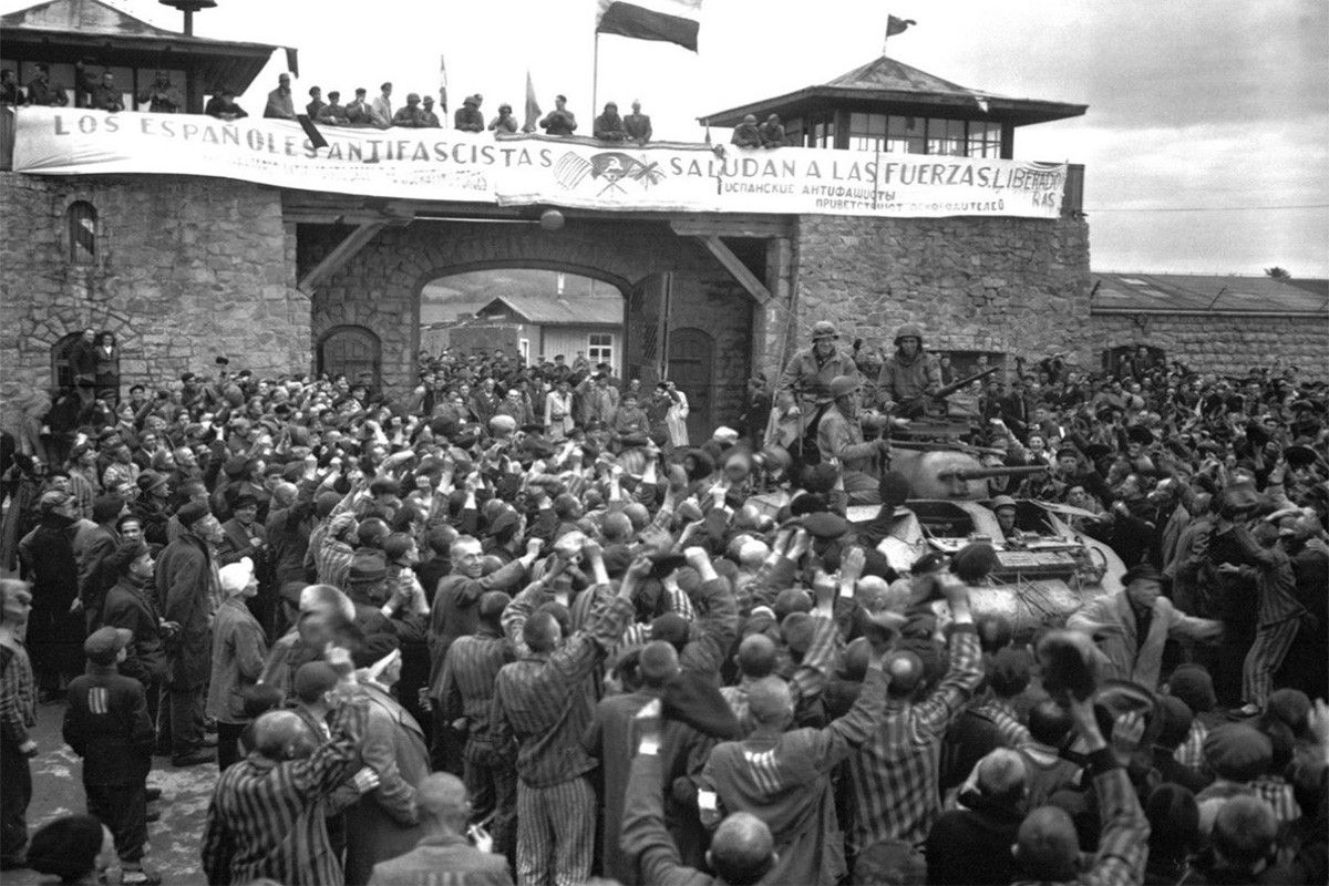 Un moment de l'alliberament de Mauthausen.