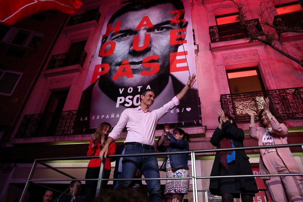 Pedro Sánchez, celebrant la victòria de les eleccions del 28-A