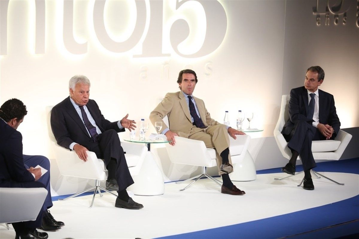 Els expresidents González, Aznar i Rodríguez Zapatero en un acte recent