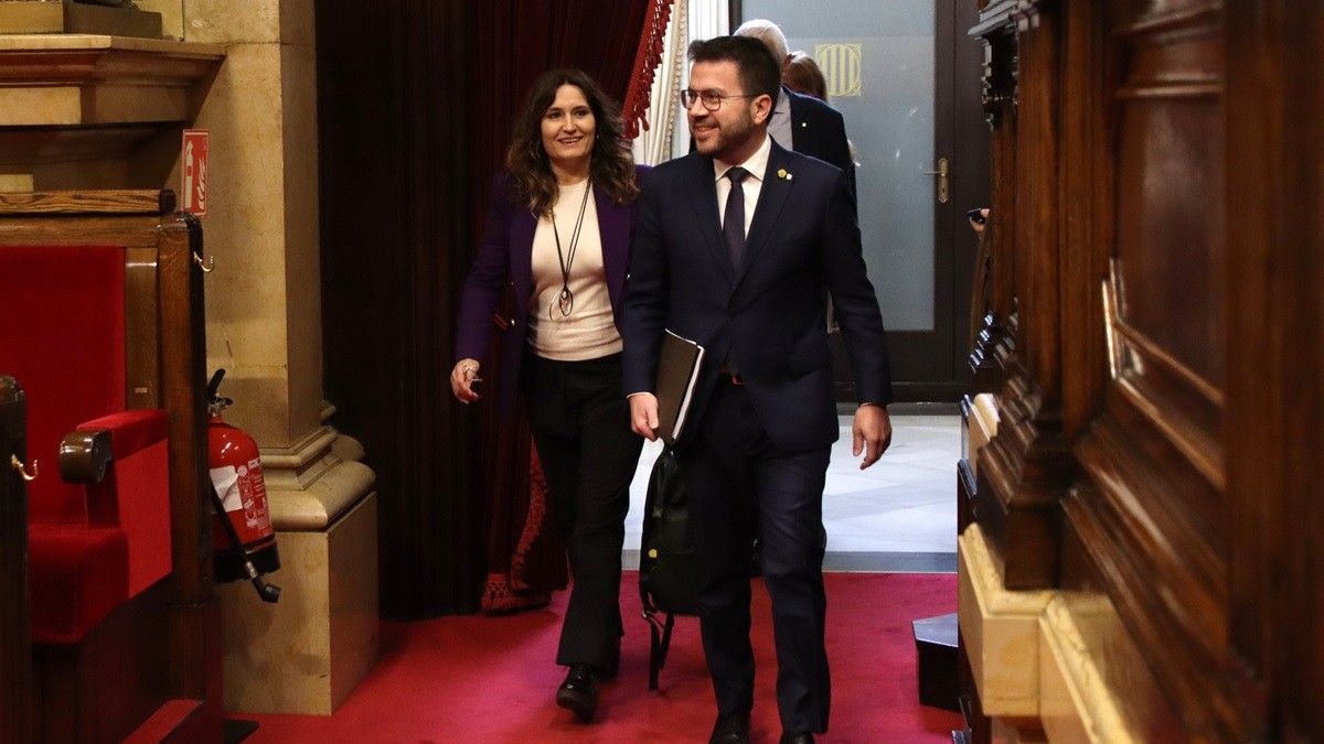 Pere Aragonès i Laura Vilagrà, aquest dimecres al Parlament.