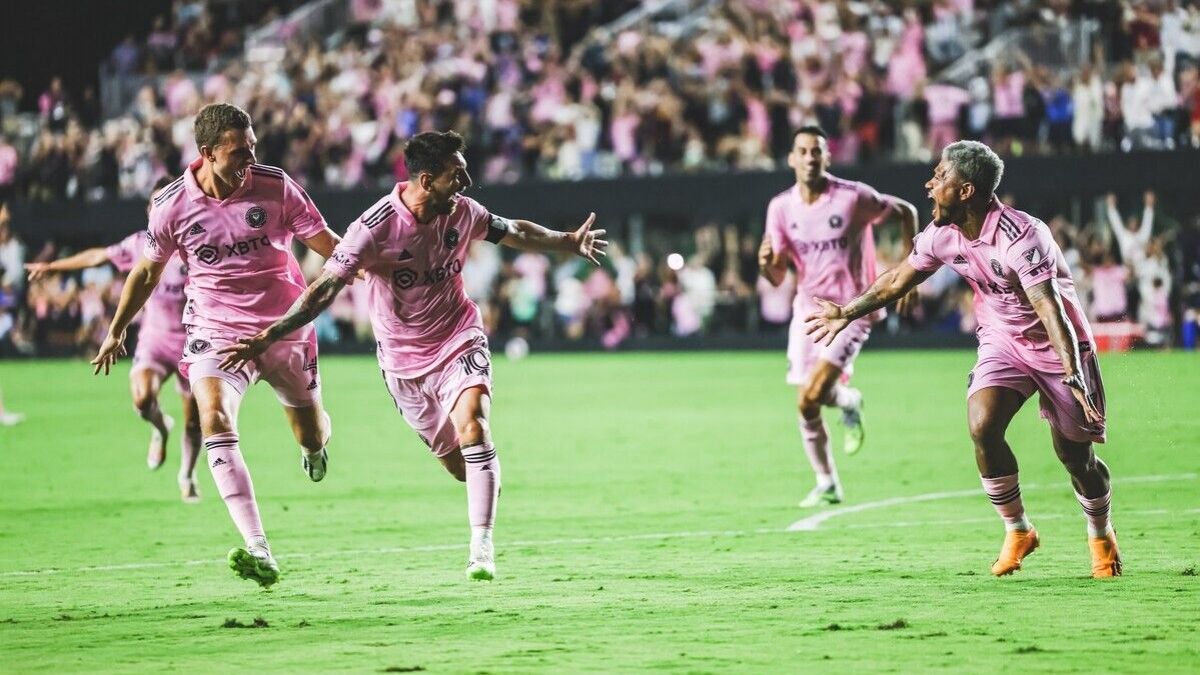 Leo Messi celebra el gol amb l'Inter Miami