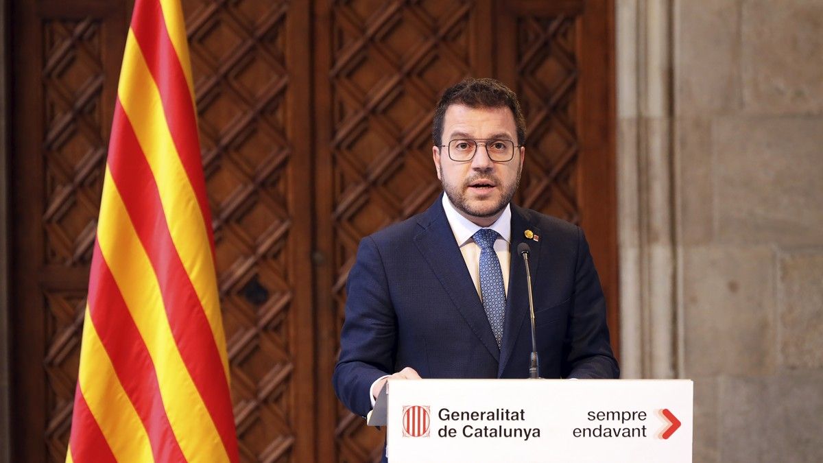 El president de la Generalitat, Pere Aragonès, aquest dimecres al ple.