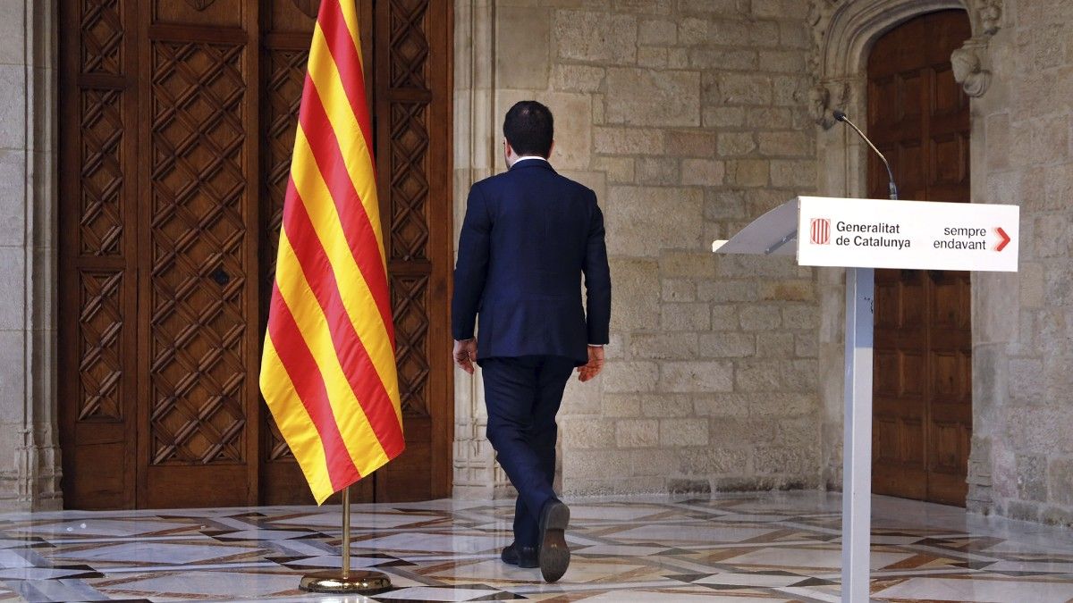 El president de la Generalitat, Pere Aragonès, després d'anunciar l'avançament electoral