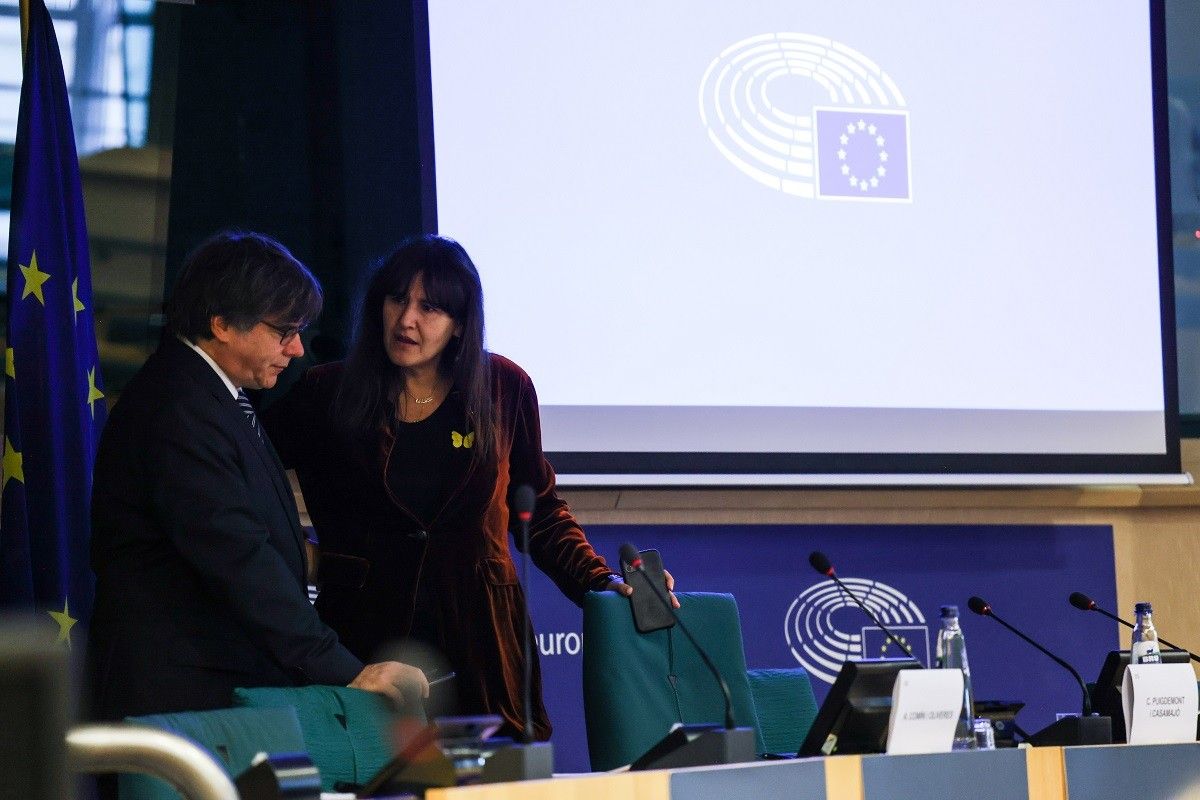 Carles Puigdemont i Laura Borràs, en una reunió a Brussel·les.