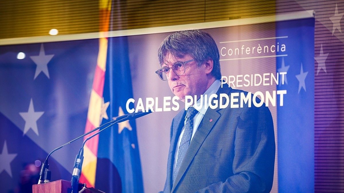 Carles Puigdemont, en la conferència a Brussel·les del 5 de setembre.
