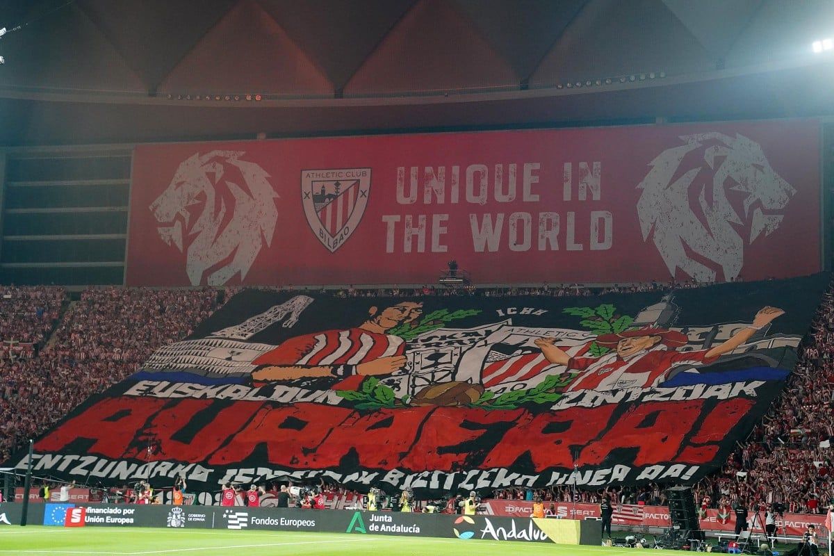 La grada de l'Athletic Club a la final de Copa del Rei contra el Mallorca