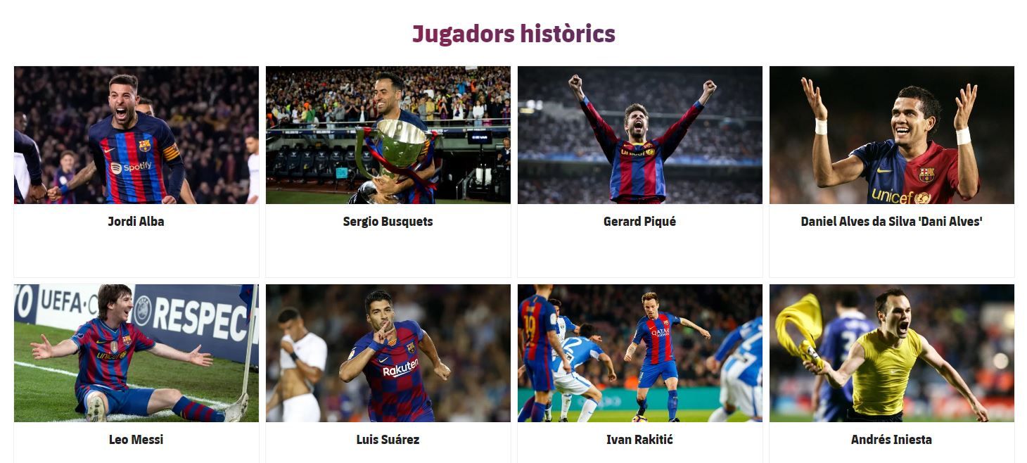 Alves, a la secció de "Jugadors històrics" del Barça