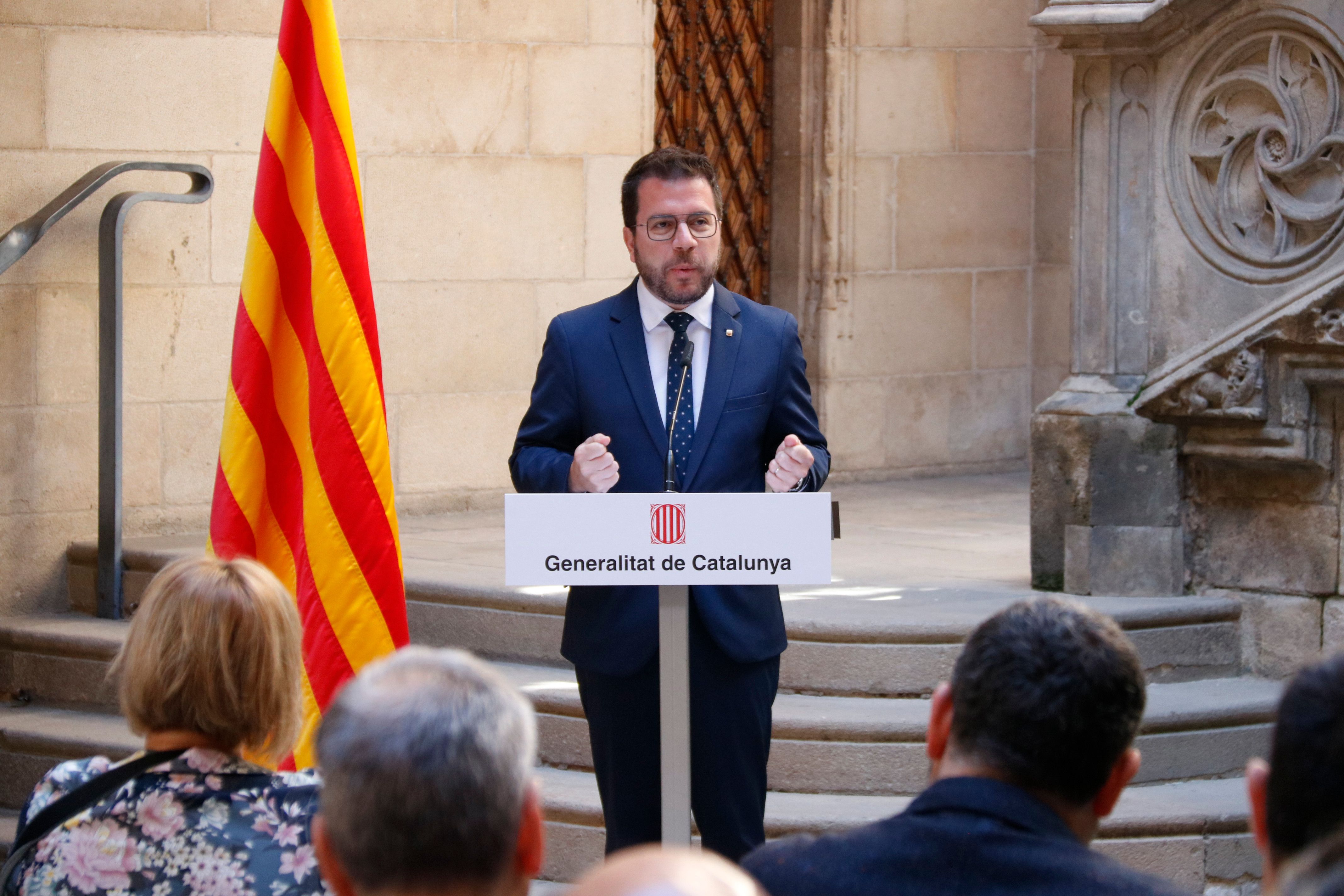El president Pere Aragonès, intervé a l'acte del Dia de la República al Palau de la Generalitat