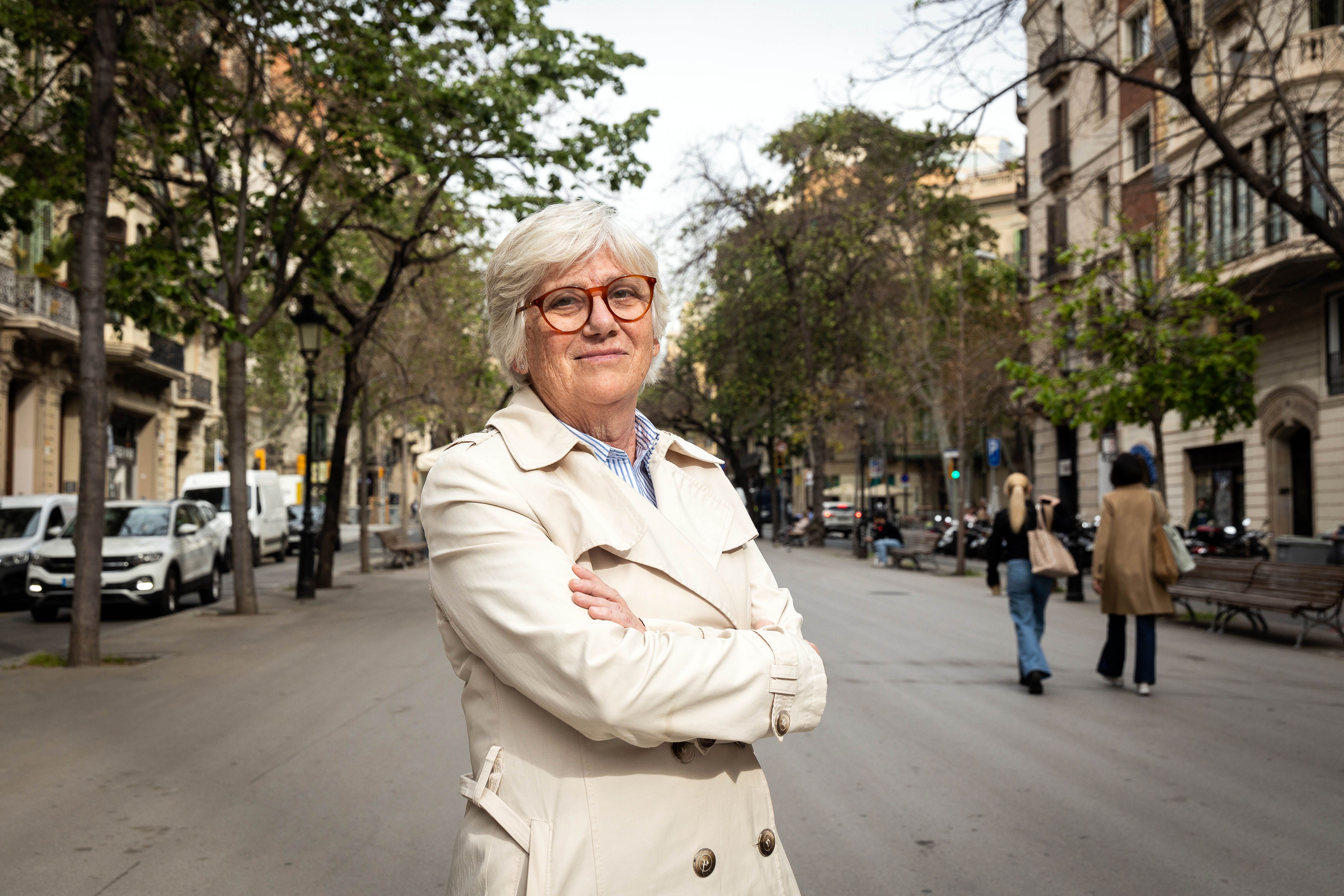 Clara Ponsatí, candidata d'Alhora, aquest dilluns al centre de Barcelona.