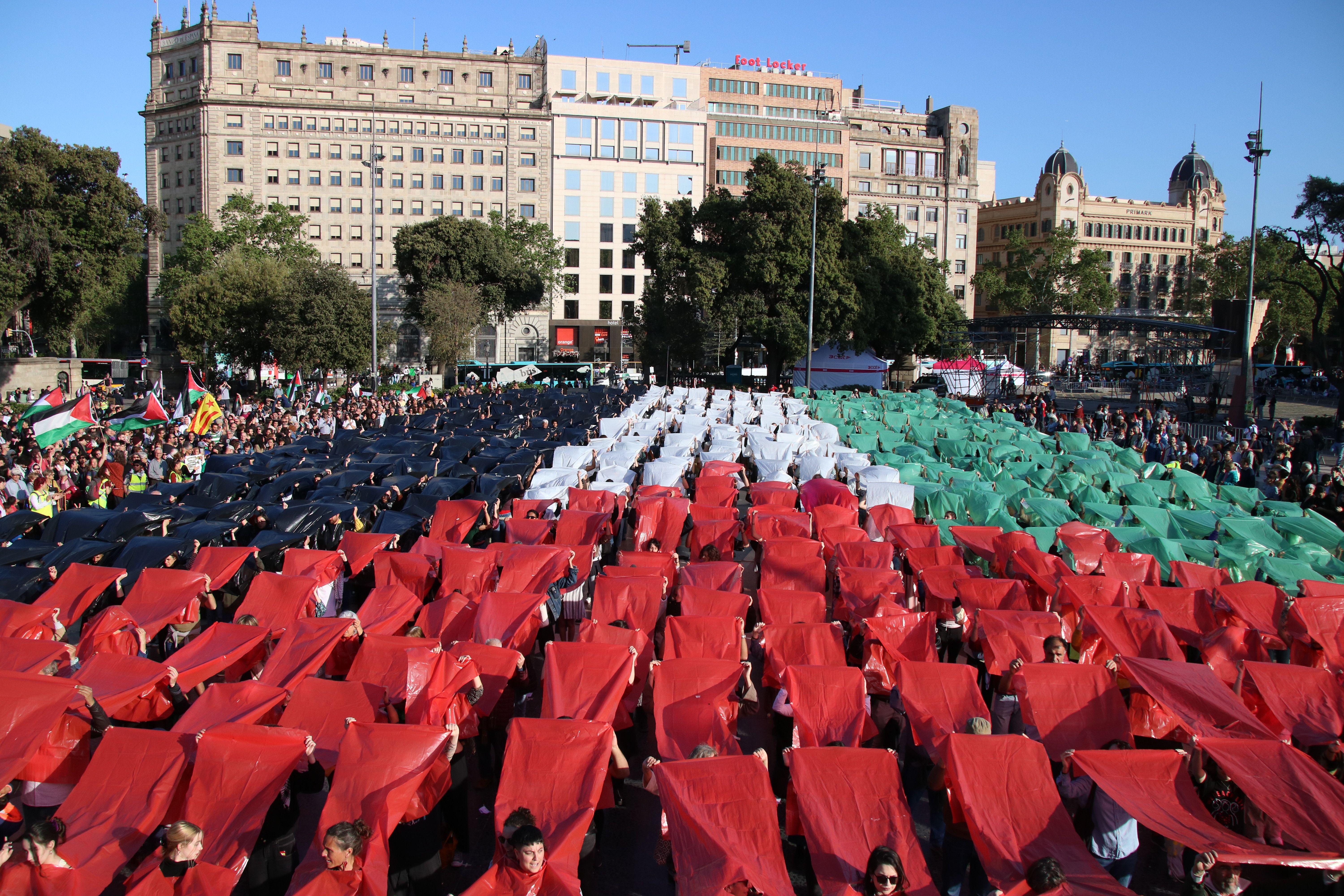 Imatge de la manifestació en contra de la guerra a Gaza d'aquest dissabte a Barcelona.