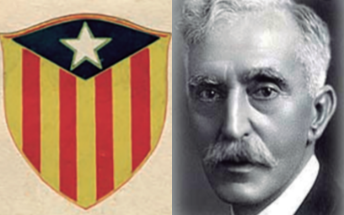 Escut d’Estat Català, organització que popularitzà la iconografia de l’estelada i Francesc Macià, el seu líder