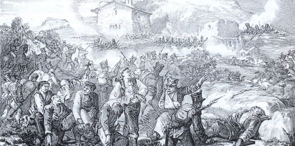 La batalla de Sant Quintí (1810). Gravat Històric.